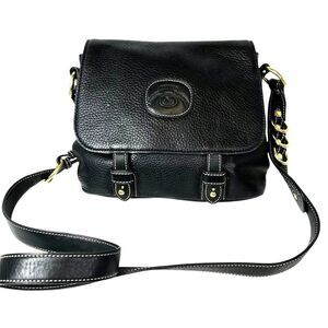 Ghurka Black Pebble Calfskin Luxury Leather Flap Shoulder Crossbody Bag